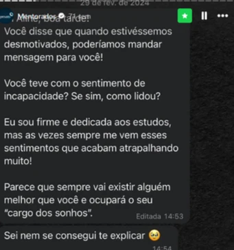 Captura de tela de depoimento real de aluno aprovado pelo Método Elite